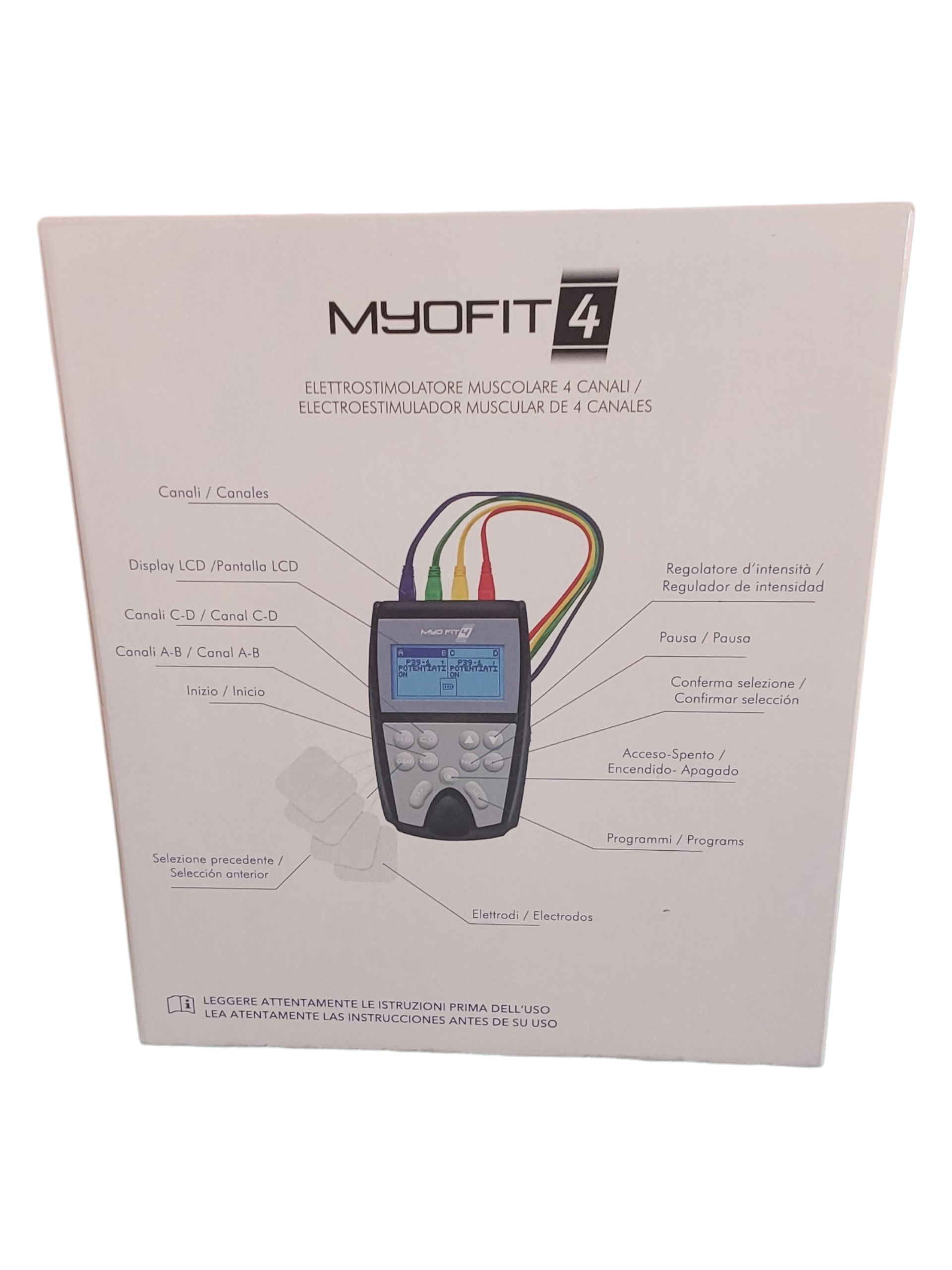 Myofit 4 Electroestimulador Incluye 5 ligas abiertas.