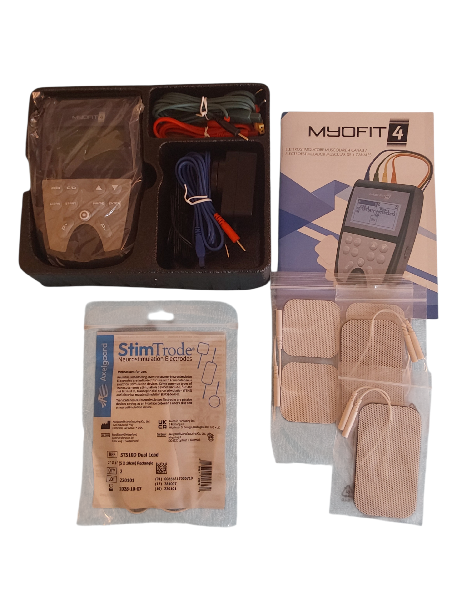 Myofit 4 Electroestimulador Incluye 5 ligas abiertas.