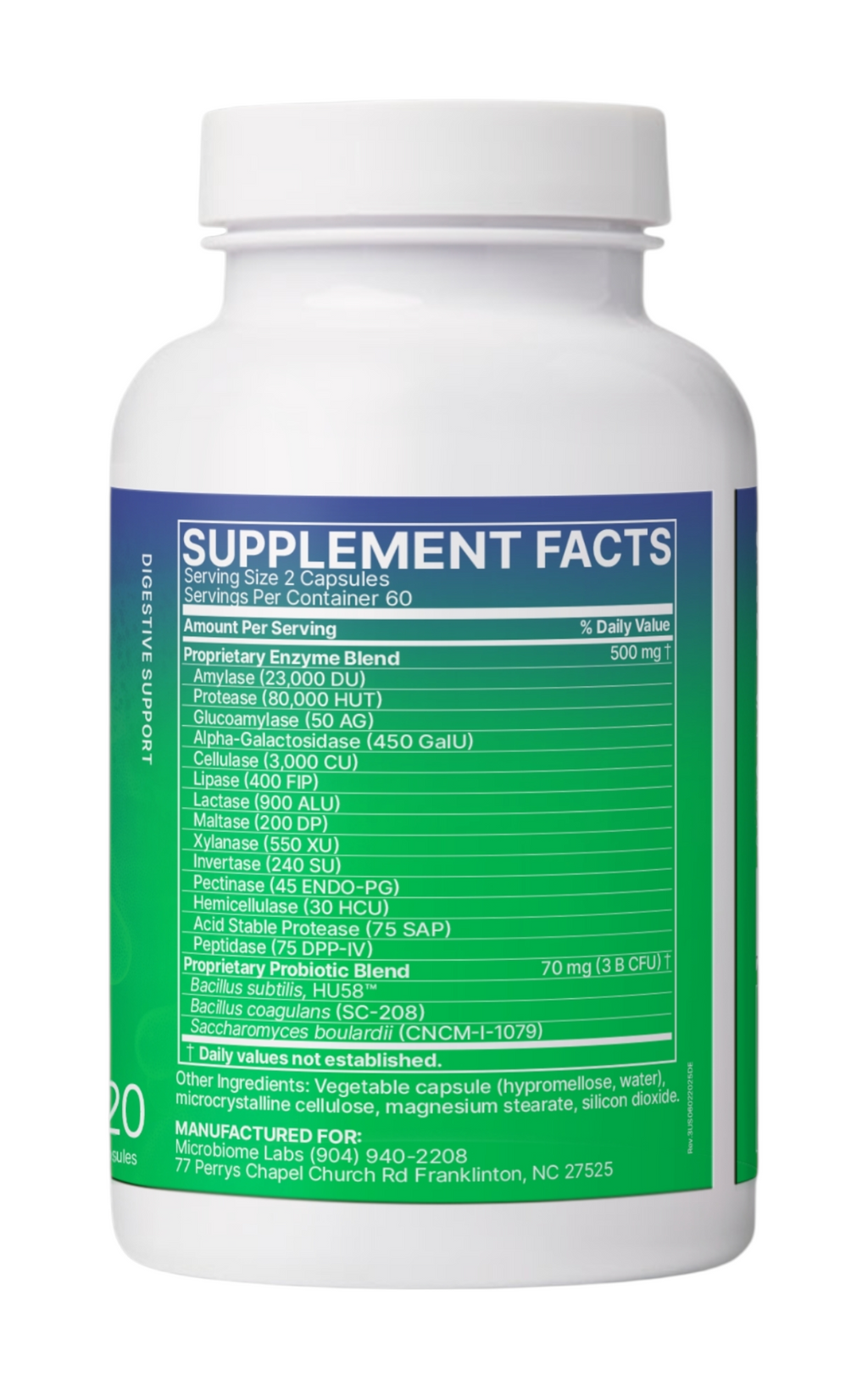 Microbiome Labs - DigestMate - Soporte Digestivo 120 Cápsulas