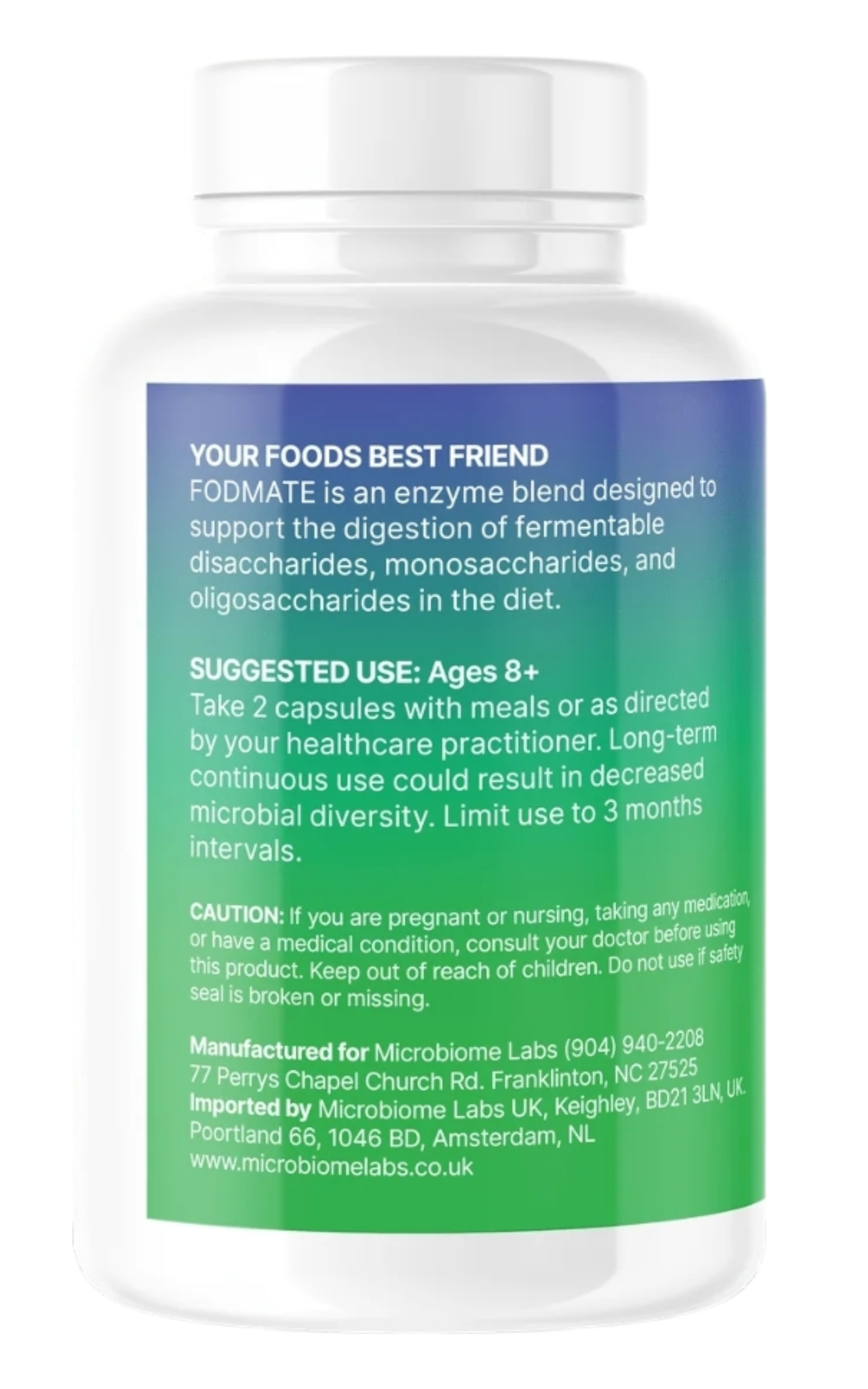 Microbiome Labs - Fodmate - Enzimas Digestivas 120 Cápsulas