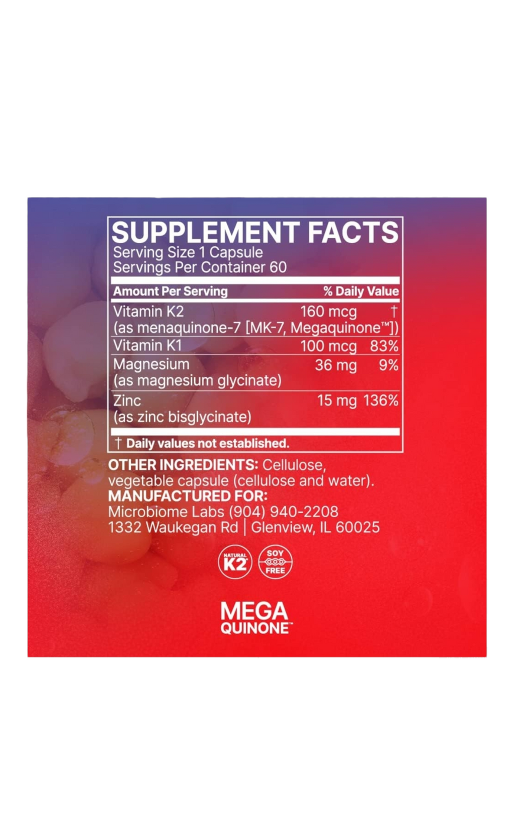 Microbiome Labs- MegaQuinone - K2-7 60 Cápsulas