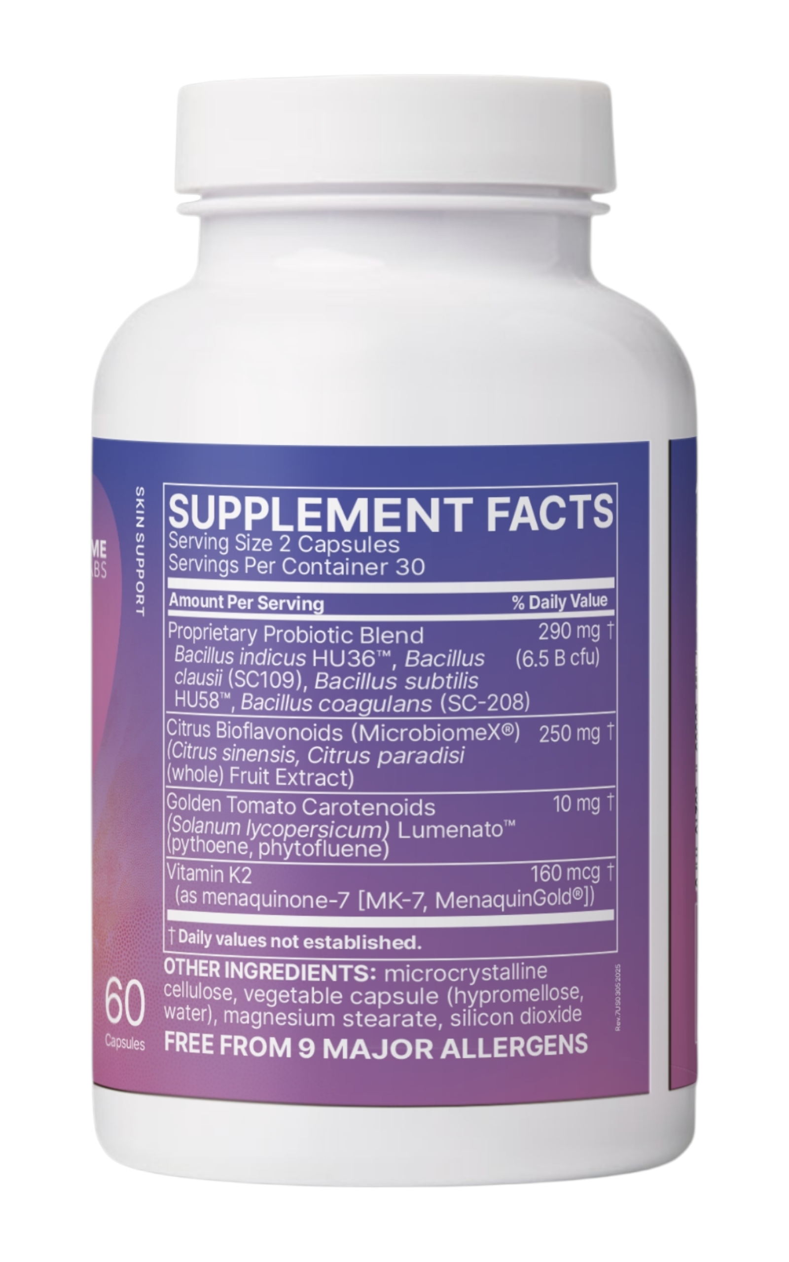 Microbiome Labs - SereneSkin - Probiótico para la Piel 60 Cápsulas