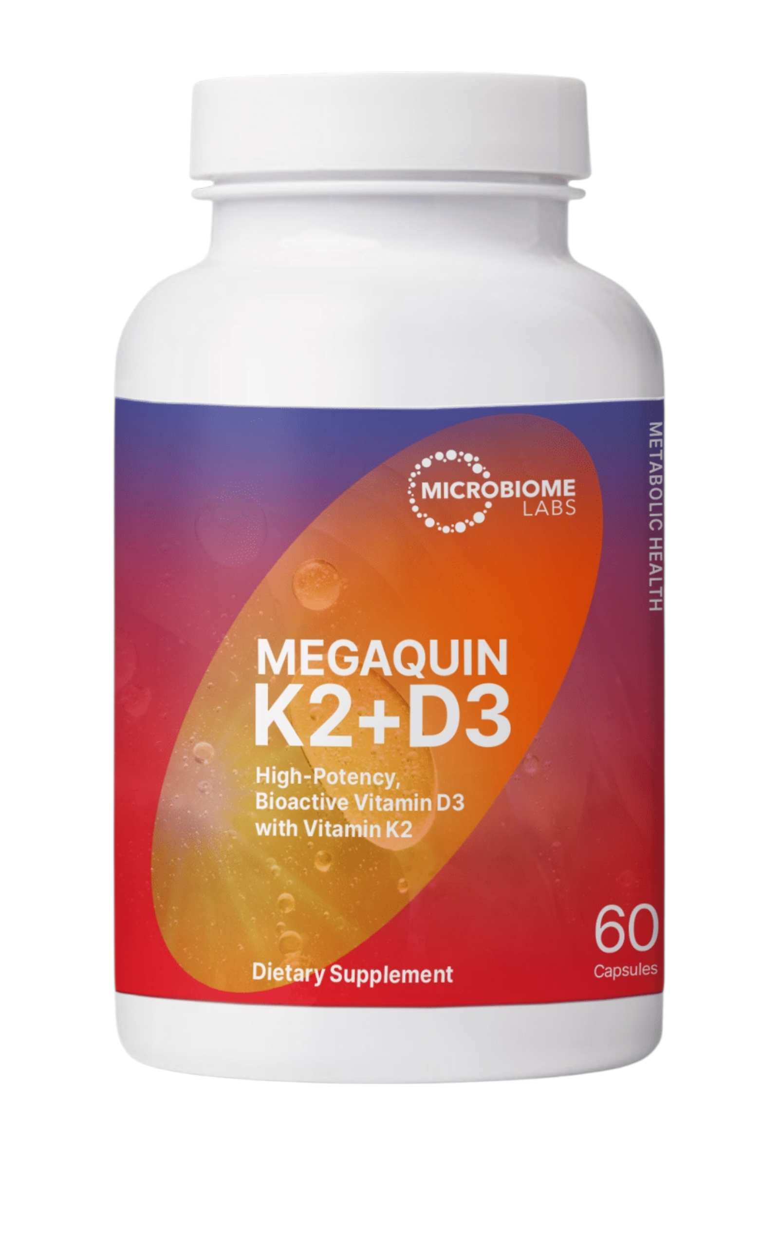 Microbiome Labs - Megaquin K2+D3 - Suplemento de Vitamina D3 y K2 60 Cápsulas