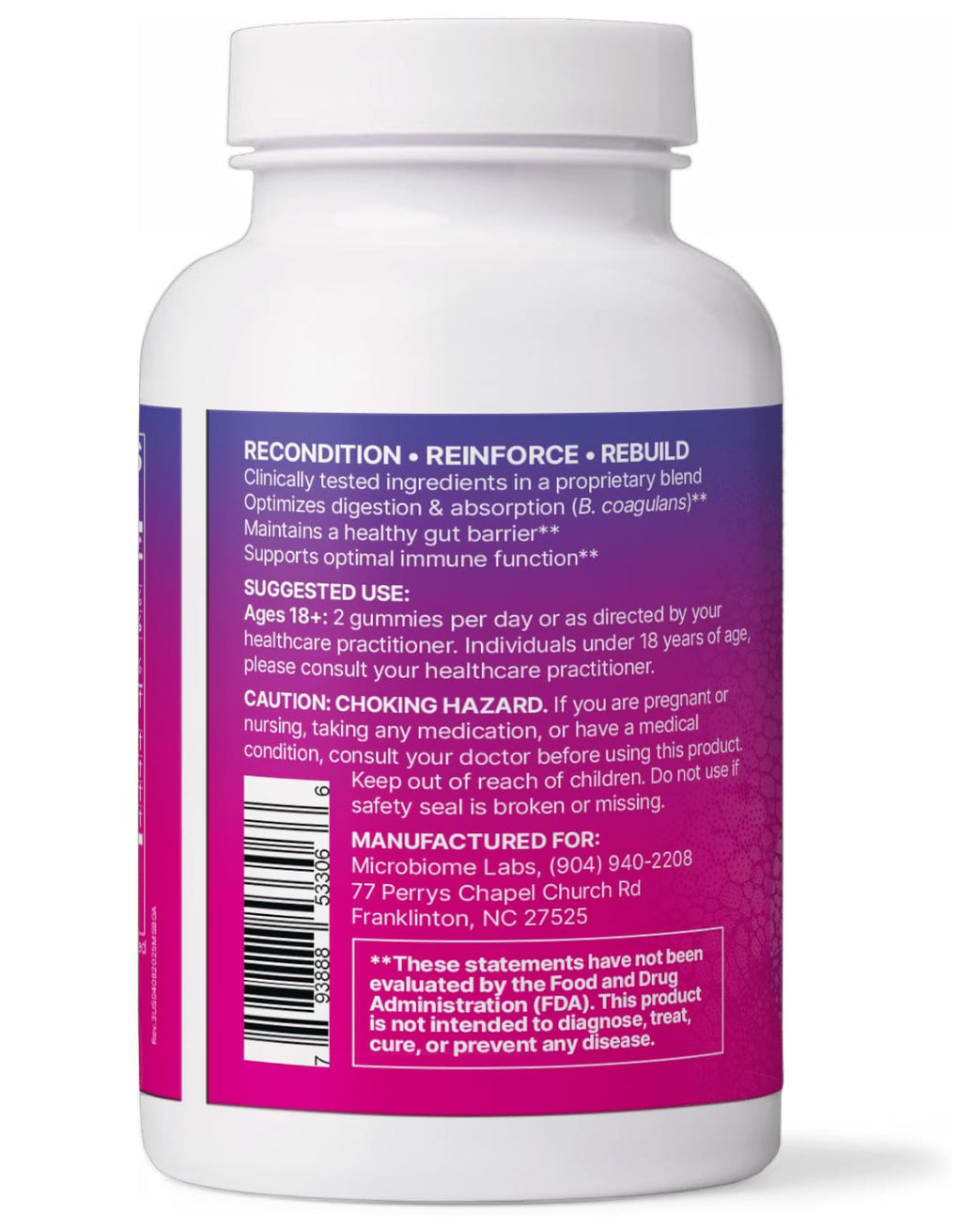 Microbiome Labs - MegaSporeBiotic Gummies - Probiótico a Base de Esporas 60 Gomitas