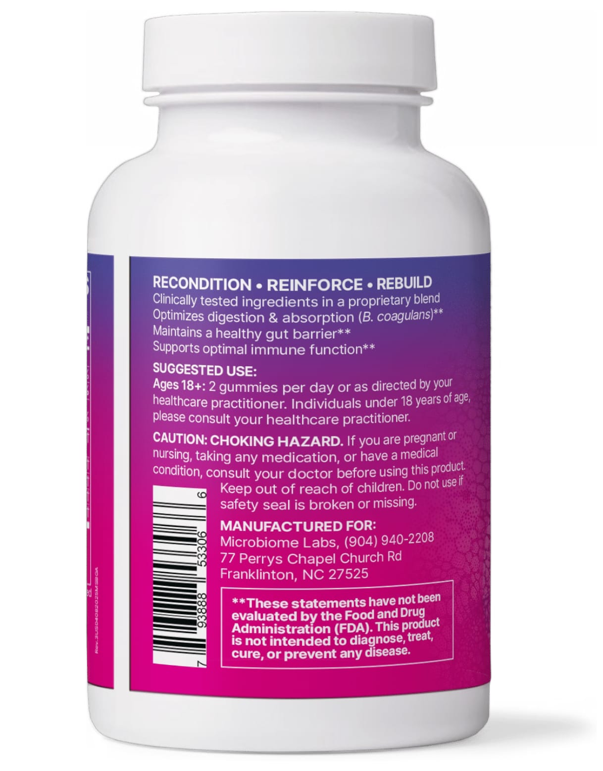 Microbiome Labs - MegaSporeBiotic Gummies - Probiótico a Base de Esporas 60 Gomitas