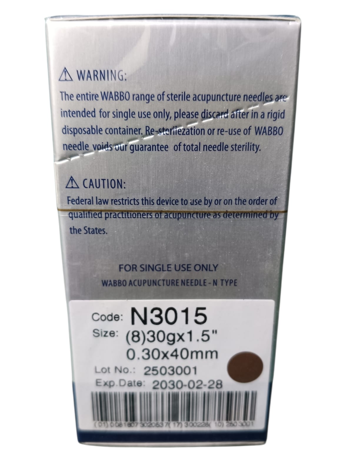 Caja de Agujas SILVER STAR Para Acupuntura y Punción Seca 100 Agujas WABBO.