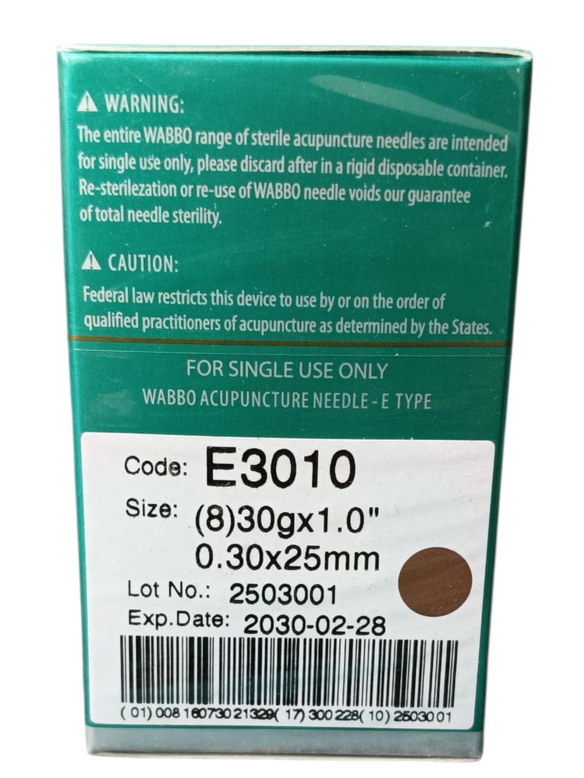 Caja de Agujas Para Acupuntura y Punción Seca 500 Piezas WABBO Varios Tamaños.