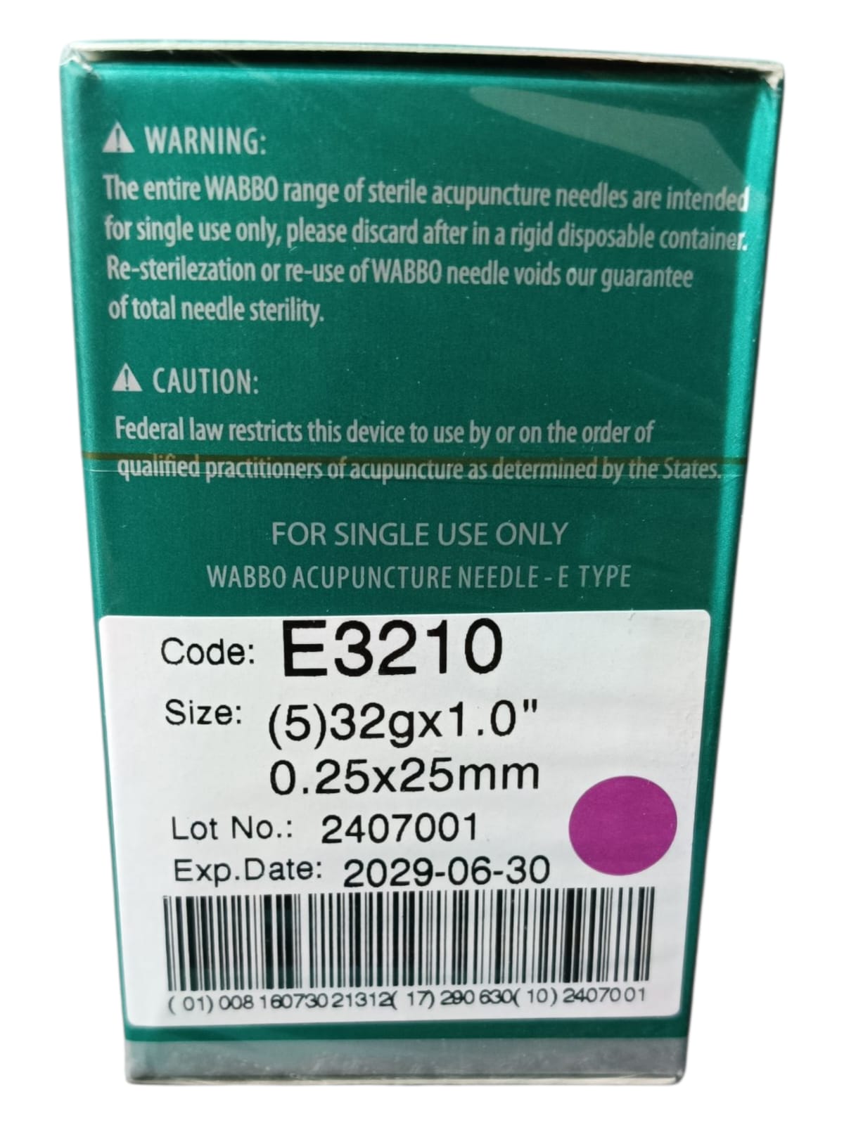 Caja de Agujas Para Acupuntura y Punción Seca 500 Piezas WABBO Varios Tamaños.