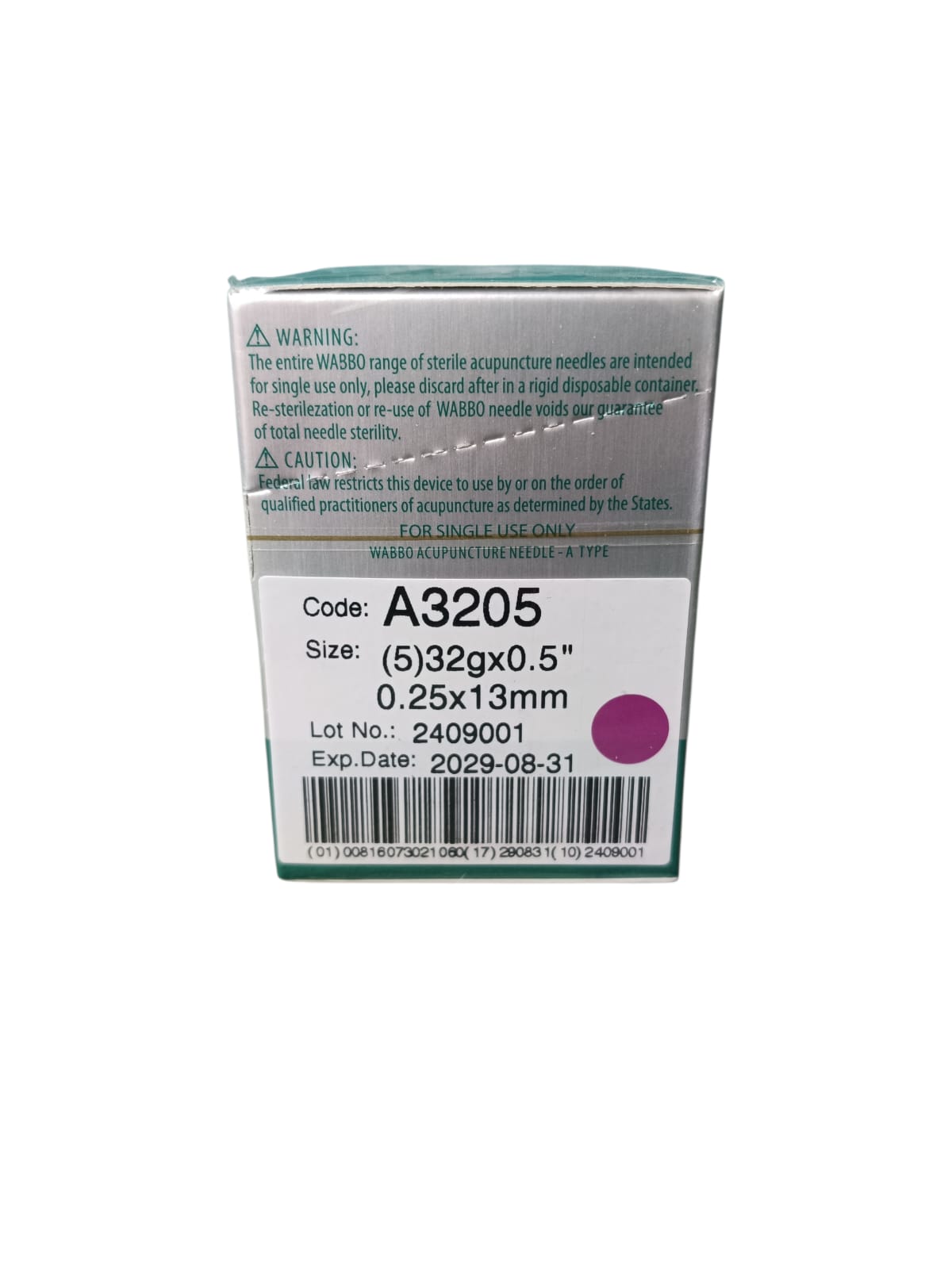 Caja de Agujas Para Acupuntura y Punción Seca 100 Agujas SST WABBO.