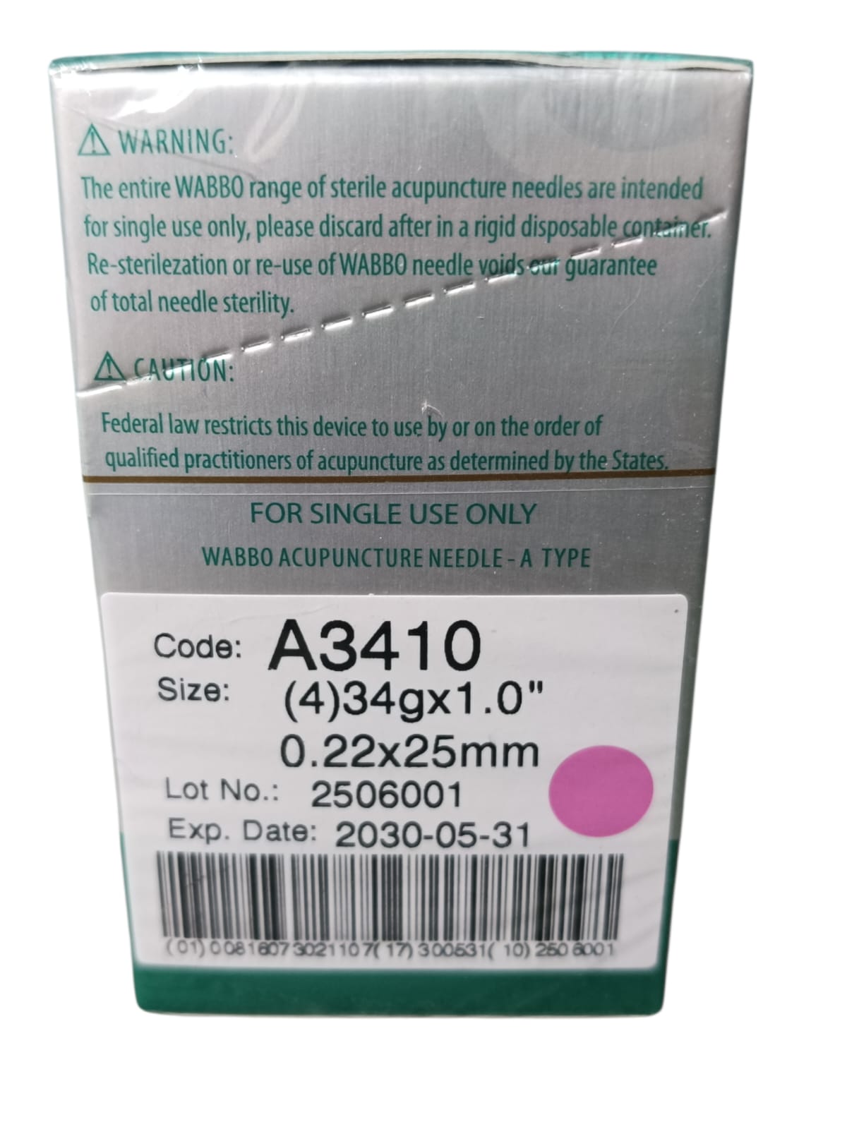 Caja de Agujas Para Acupuntura y Punción Seca 100 Agujas SST WABBO.