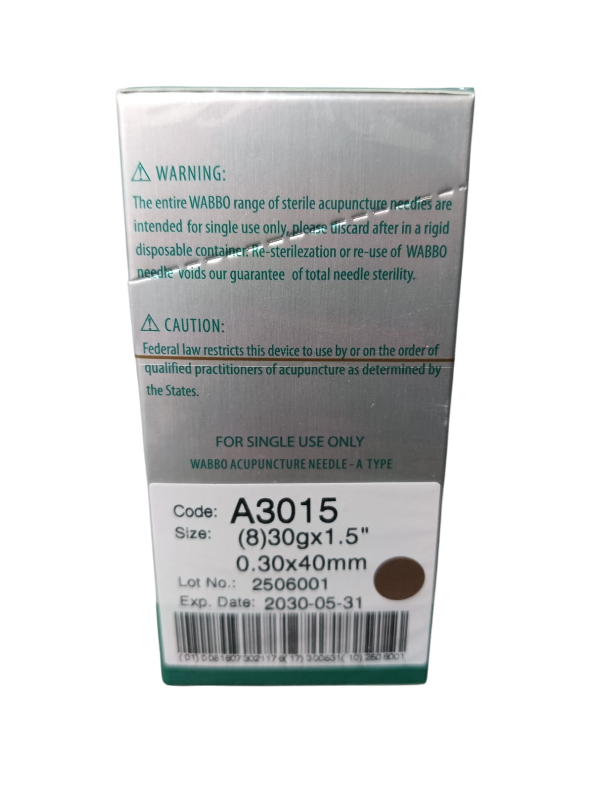 Caja de Agujas Para Acupuntura y Punción Seca 100 Agujas SST WABBO.