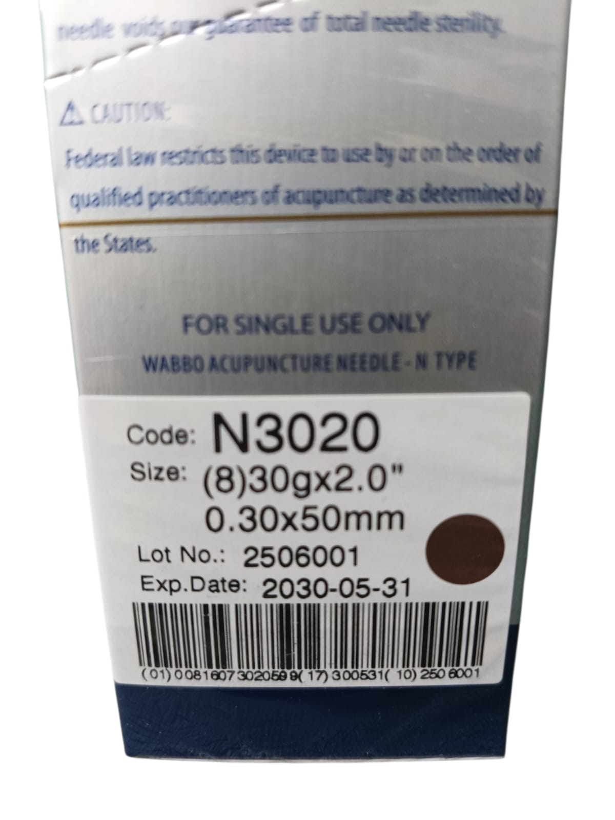 Caja de Agujas Para Acupuntura y Punción Seca 100 Agujas SST WABBO.