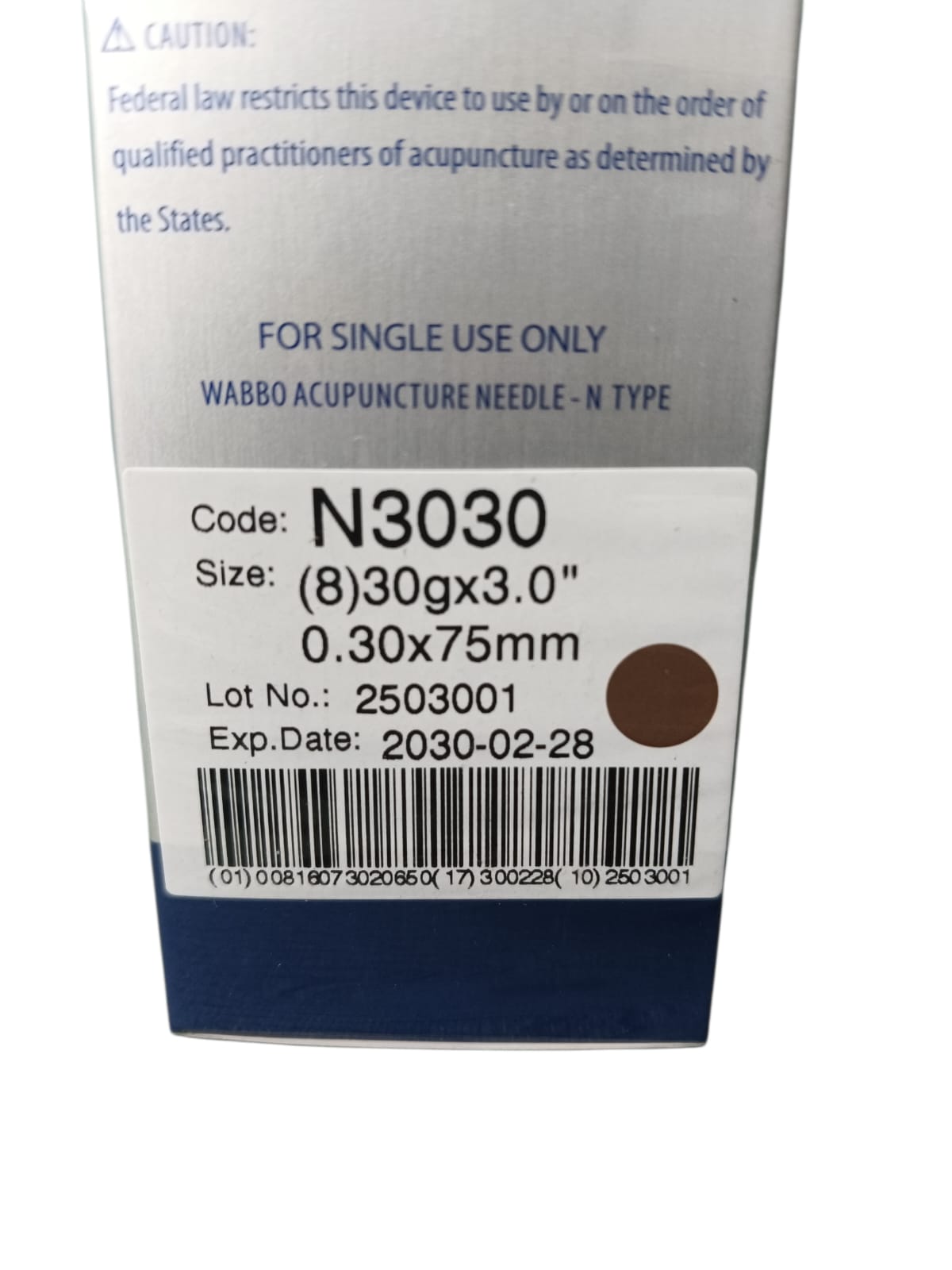 Caja de Agujas Para Acupuntura y Punción Seca 100 Agujas SST WABBO.