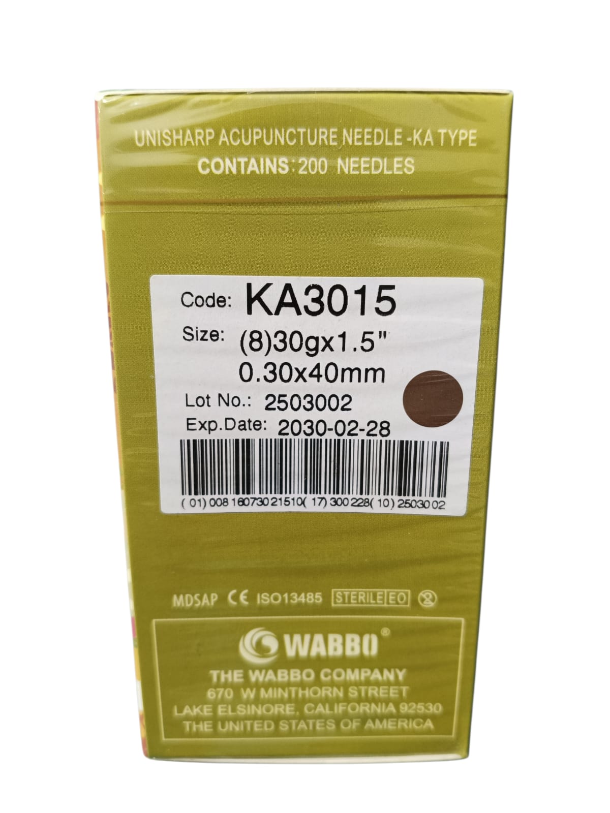 Caja de Agujas UNISHARP Para Acupuntura y Punción Seca 200 Agujas WABBO.