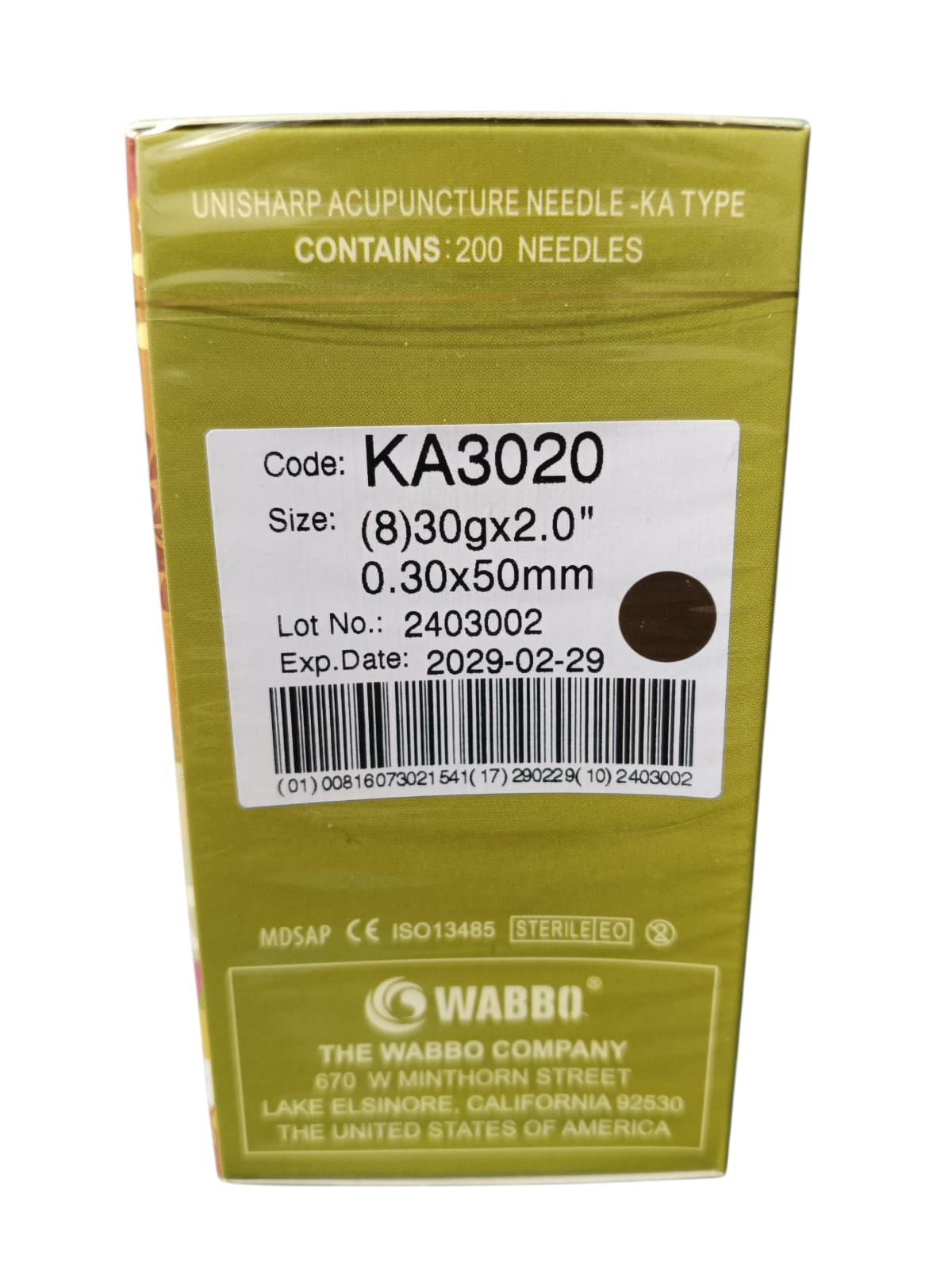Caja de Agujas UNISHARP Para Acupuntura y Punción Seca 200 Agujas WABBO.